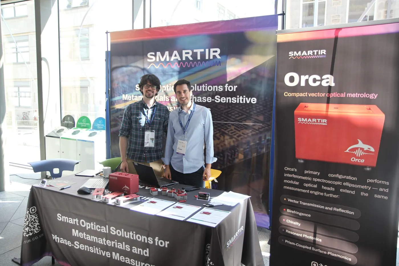 Two exhibitors at their stand at META 2026, Trinity College Dublin